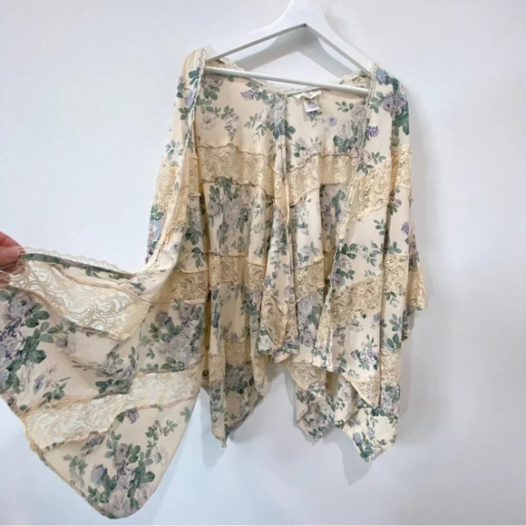 Entro Boho Floral Lace Kimono Open Flowy Cardigan S/M - Picture 3 of 15